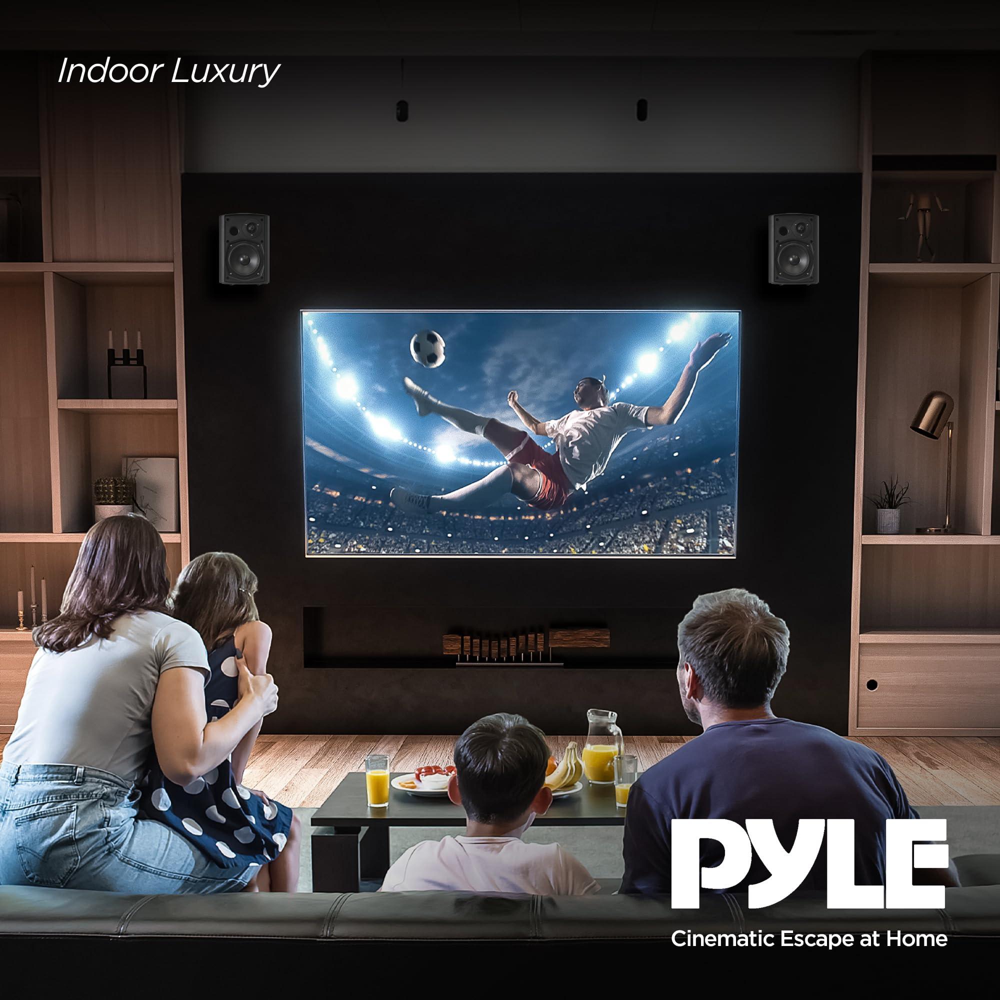 Pyle Pyle Audio Wall Mount 6.5 Inch Waterproof Bluetooth Indoor and Outdoor Speaker System Pair with Built In Digital Amplifier, Black