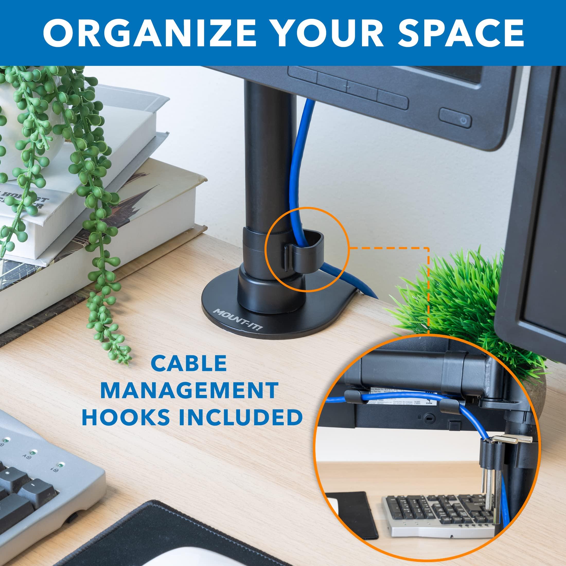 Mount-It! Mount-It! Triple Monitor Mount 3 Screen Desk Stand for LCD Computer Monitors for 19 20 22 23 24 27 Inch Monitors VESA 75 and 100 Compatible Full Motion, 54 lbs Capacity (MI-1753),Black