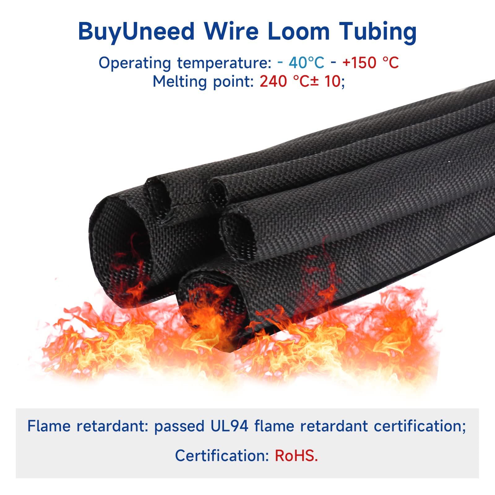 BuyUneed Braided Split Wire Loom Wrap Cable Sleeve Tube Harness Lot Sheathing Management Organize (3/8"-28ft)