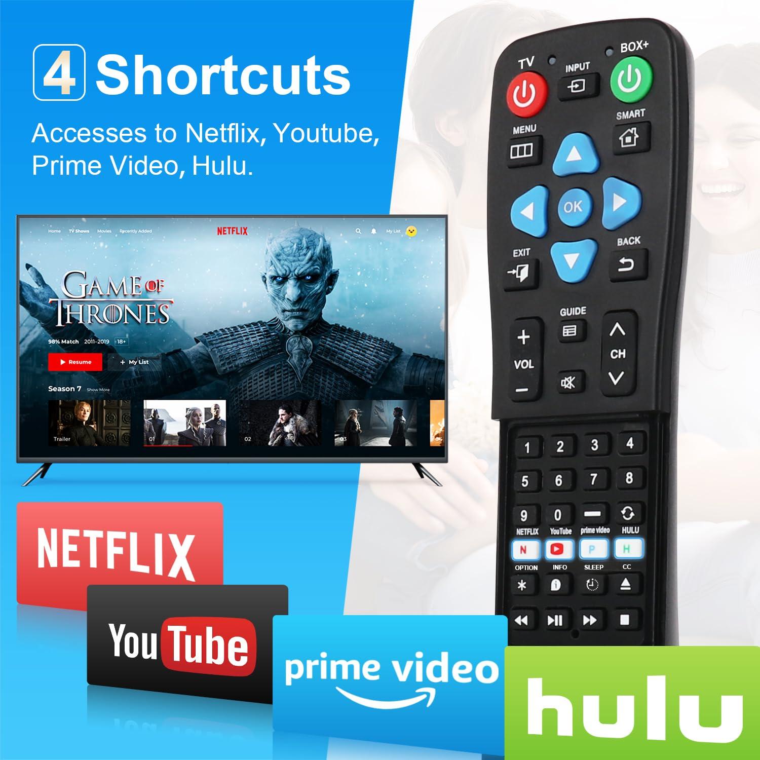 XGBFH Universal Big Button Remote for Seniors, Elderly, 2-Device Control - Learning Functions, Use for TV, Streaming Box, Soundbar Audio Recevier, DVD/VCR/SAT Device & Blue-Ray DVD, Dementia Friendly Gifts