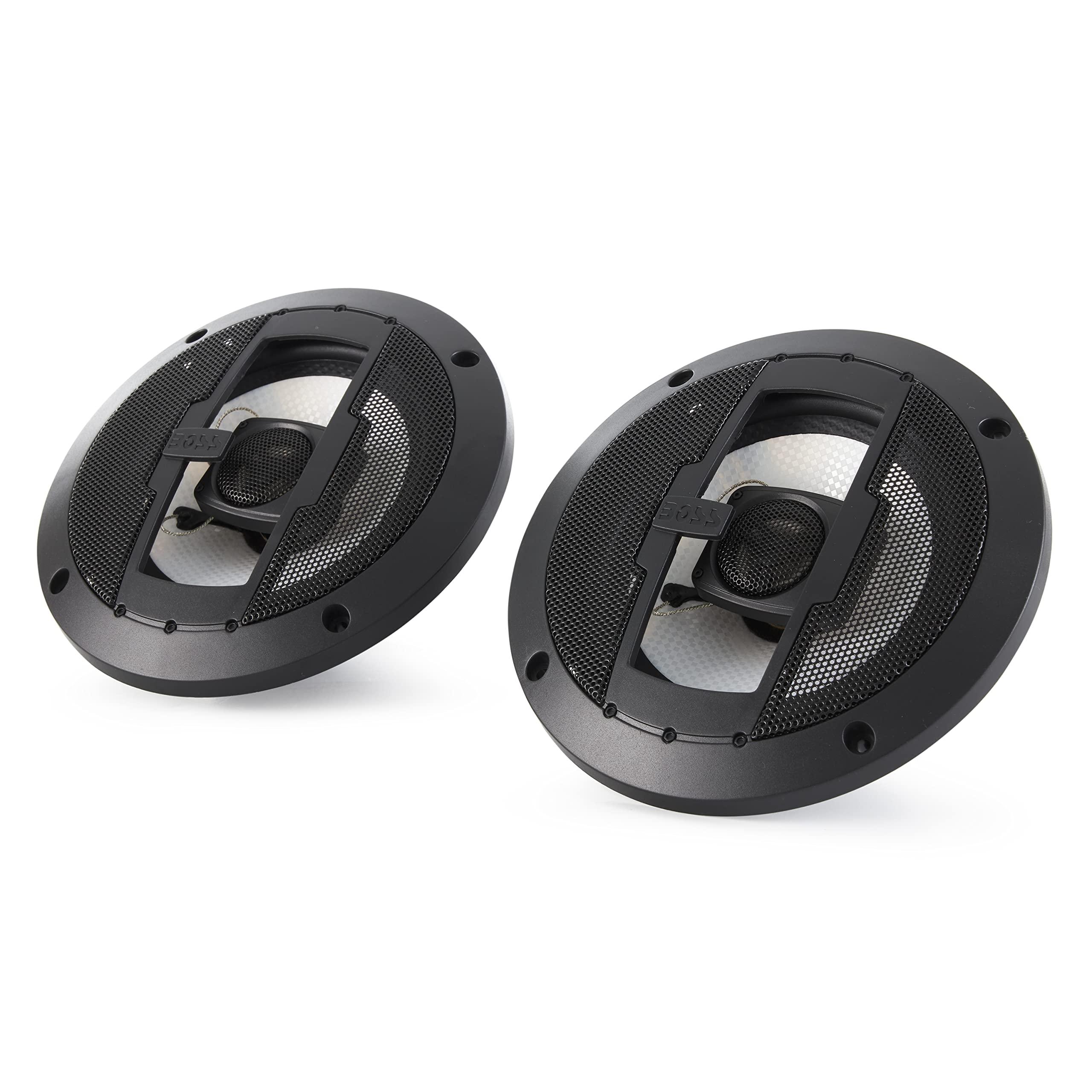 BOSS Audio Systems Boss Audio R63 Riot 6.5-Inch 600W 3 Way Car Audio Coaxial Speakers Stereo 4 Ohms with Car Mount, Poly Injection Woofer Cone & Rubber Surround (4 Pack)