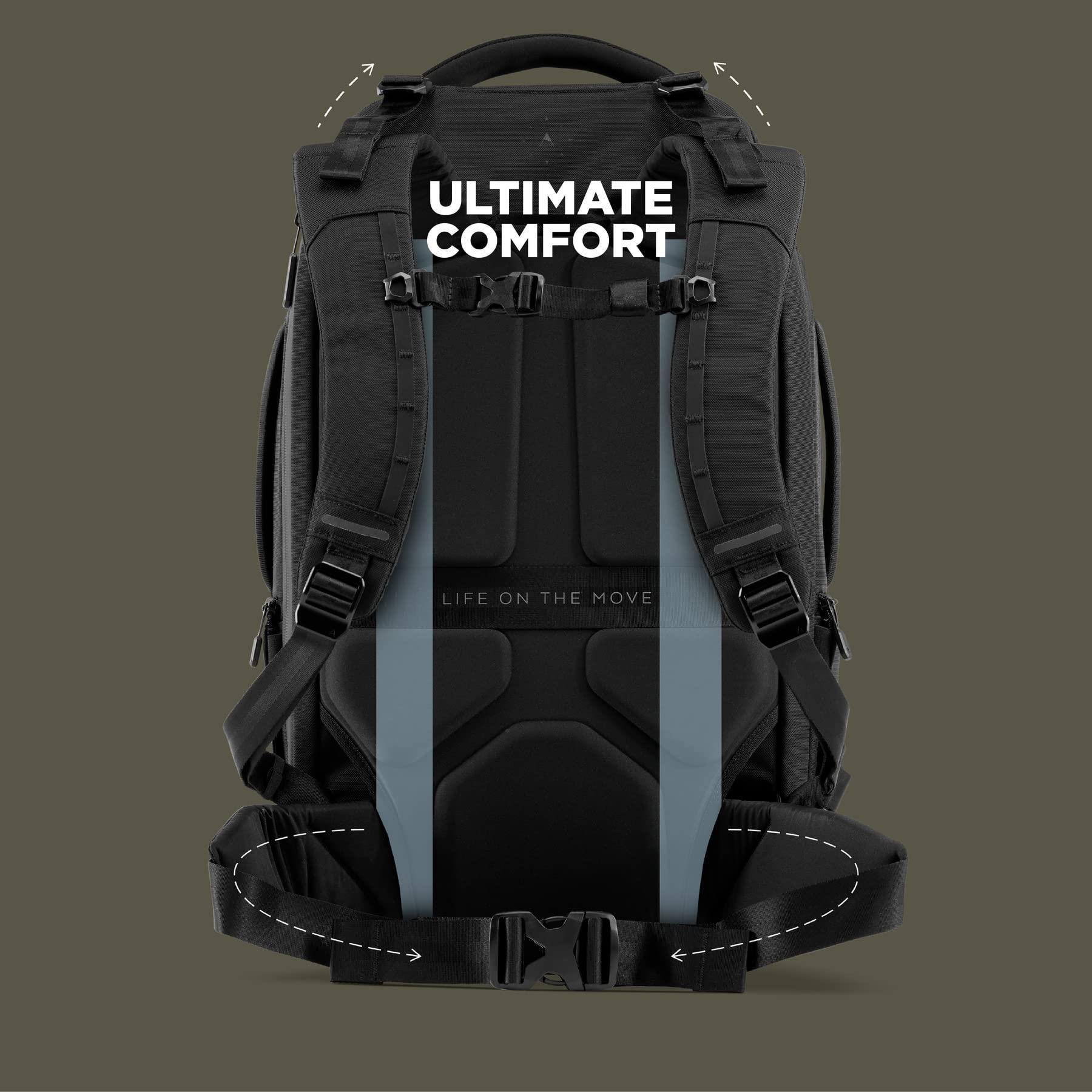 NOMATIC NOMATIC Navigator Travel Backpack - 32L Backpack with Laptop Compartment and 9L Built-In Expansion - Anti-Theft Carry-On Backpack for Travel - Water Resistant Travel Pack (Black)