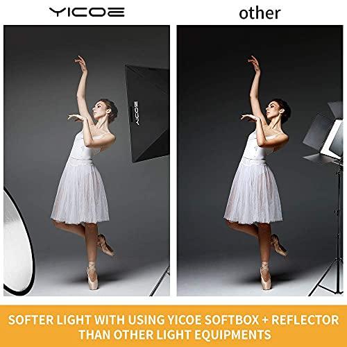 YICOE YICOE Softbox Lighting Kit with 60 cm Reflector Professional Continuous Studio Photography Equipment with 2 95W Bulbs 5500K for Filming Portrait Product Shooting Photography Video