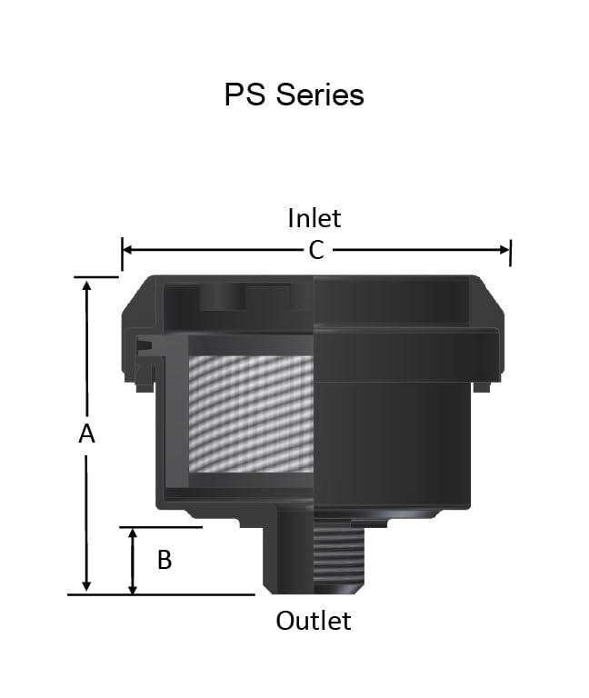 Solberg Solberg FS-15-100 Inlet Compressor Air Filter Silencer, 1\" MPT Outlet, 4\" Height, 6\" Diameter, 35 SCFM, Made in the USA