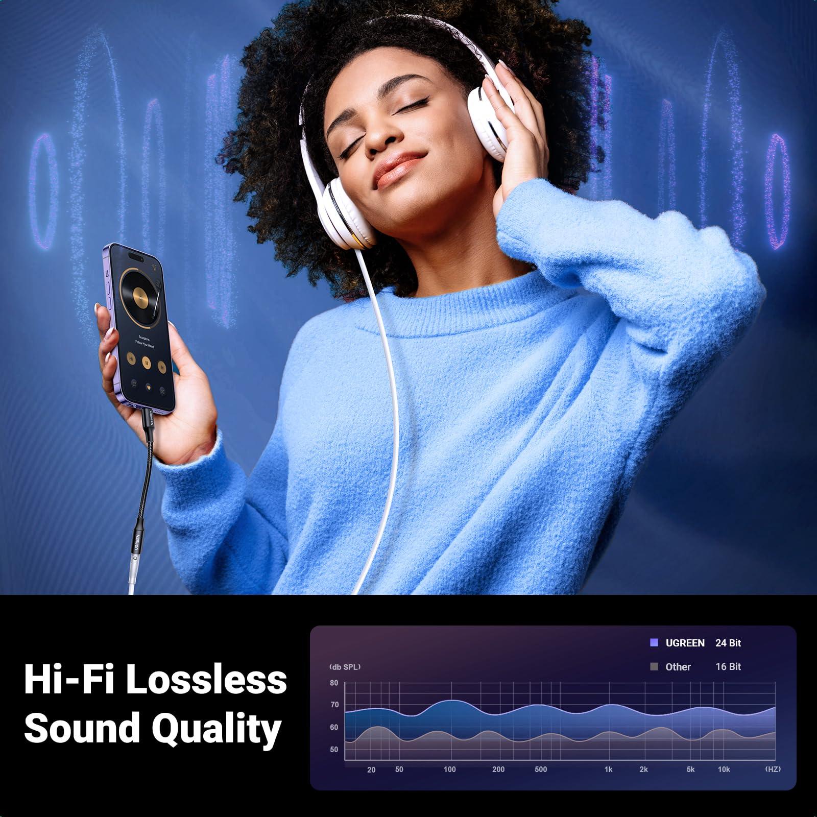 UGREEN UGREEN Headphone Adapter for iPhone Lightning to 3.5mm Adapter Apple MFi Certified Lightning Aux Audio Jack Dongle Compatible with iPhone 14 Pro Max/14 Plus/13 12 11 Pro Max/SE/XS, Black