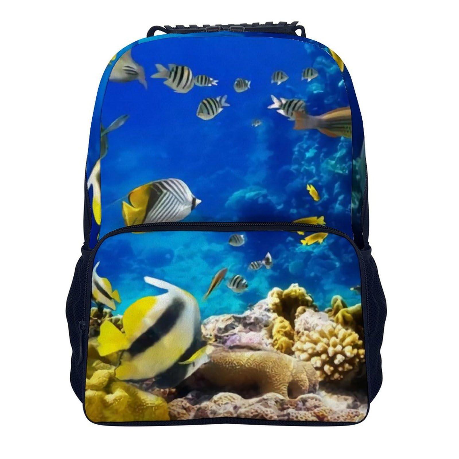 GYAUOLOP034 Tropical Fish with Coral Reef Travel Backpack 16 in Laptop Bag Lightweight Rucksack Business Daypack for Work Office