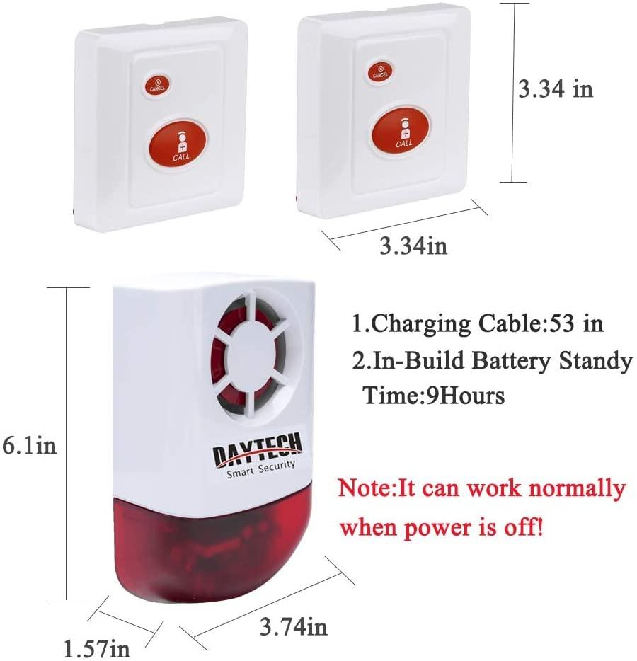 Daytech Daytech Strobe Siren Panic Alarm Button Siren Alarm with Light for Home Caring Loud Outdoor SOS Alert System 2 Red Flashing Siren and 4 Emergency Button for Store Hotel Jewelry Shop Security