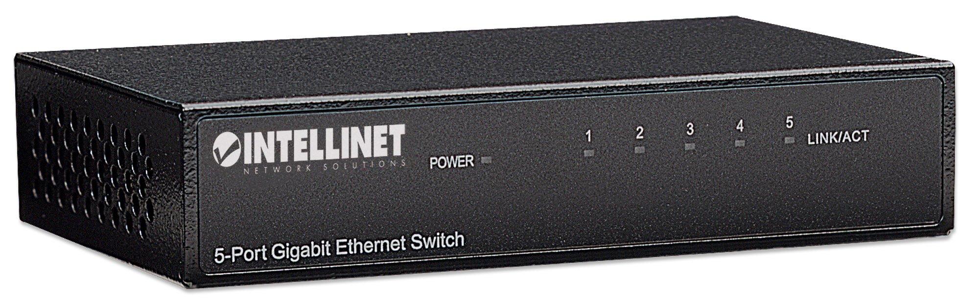 Intellinet Network Solutions Intellinet 5-Port Gigabit Ethernet Network Switch, Ethernet Splitter - Unmanaged | Plug & Play | Auto Traffic Optimization | Fanless Metal Housing - for Computer Networking Hub, Desktop – 530378