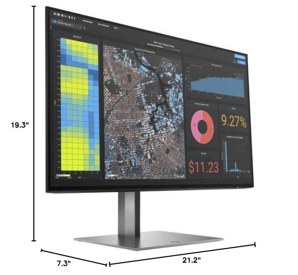 HP HP Z24f G3 23.8\" Full HD LCD Monitor - 16:9 - Silver - 24\" Class - in-Plane Switching (IPS) Technology - 1920 x 1080-300 Nit - 5 ms - HDMI - DisplayPort - USB Hub