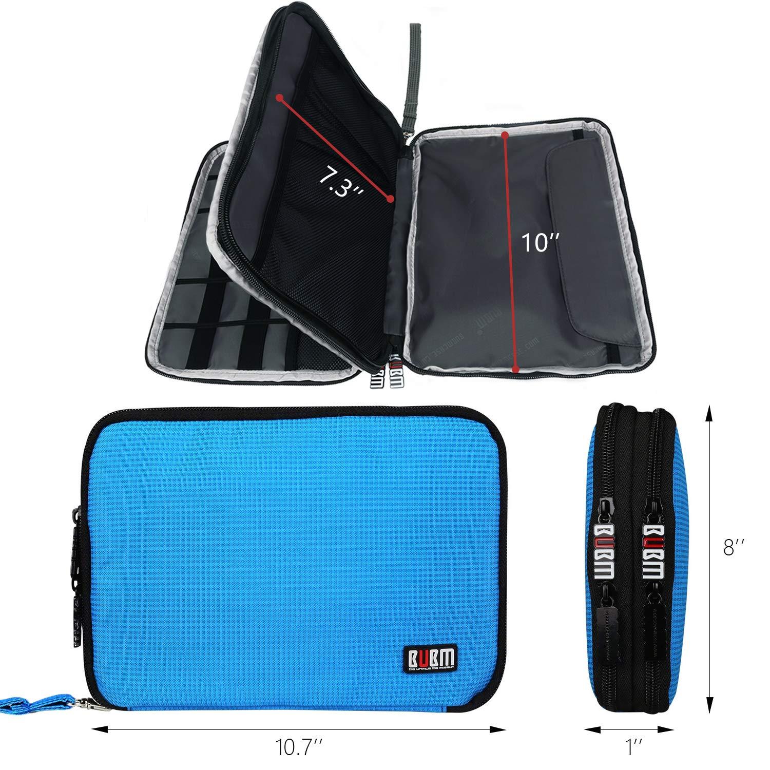 BUBM BUBM Double Layer Electronics Organizer/Travel Gadget Bag for Cables, Memory Cards, Flash Hard Drive and More, Fit for iPad or Tablet(up to 9.7\")-Large, Blue
