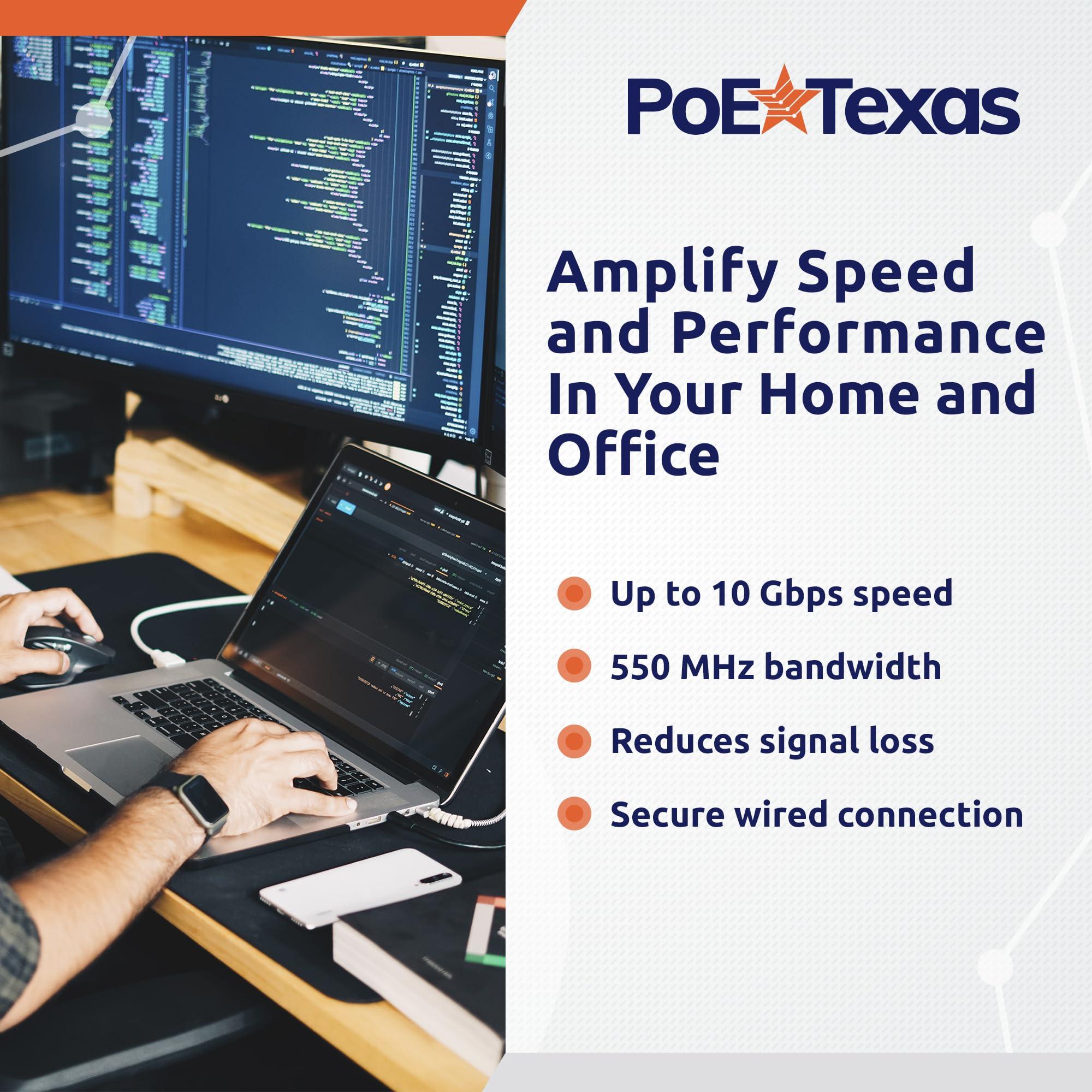 PoE Texas PoE Texas Cat 6 Ethernet Cable 3 Ft - 10 Pack - Snagless Patch Cable - 10 Gigabit High Speed 24AWG Network Cable - Cat6 Ethernet Cable Cat 6 Cable - Cat 6 Internet Cable Ethernet Cord (Blue, 3 Feet)