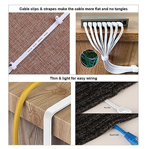 Ercielook Ercielook Cat 6 Flat Ethernet Cable 150 ft, White Long Internet Cable with rj45 connectors, High Speed White LAN Cable with Clips & Straps