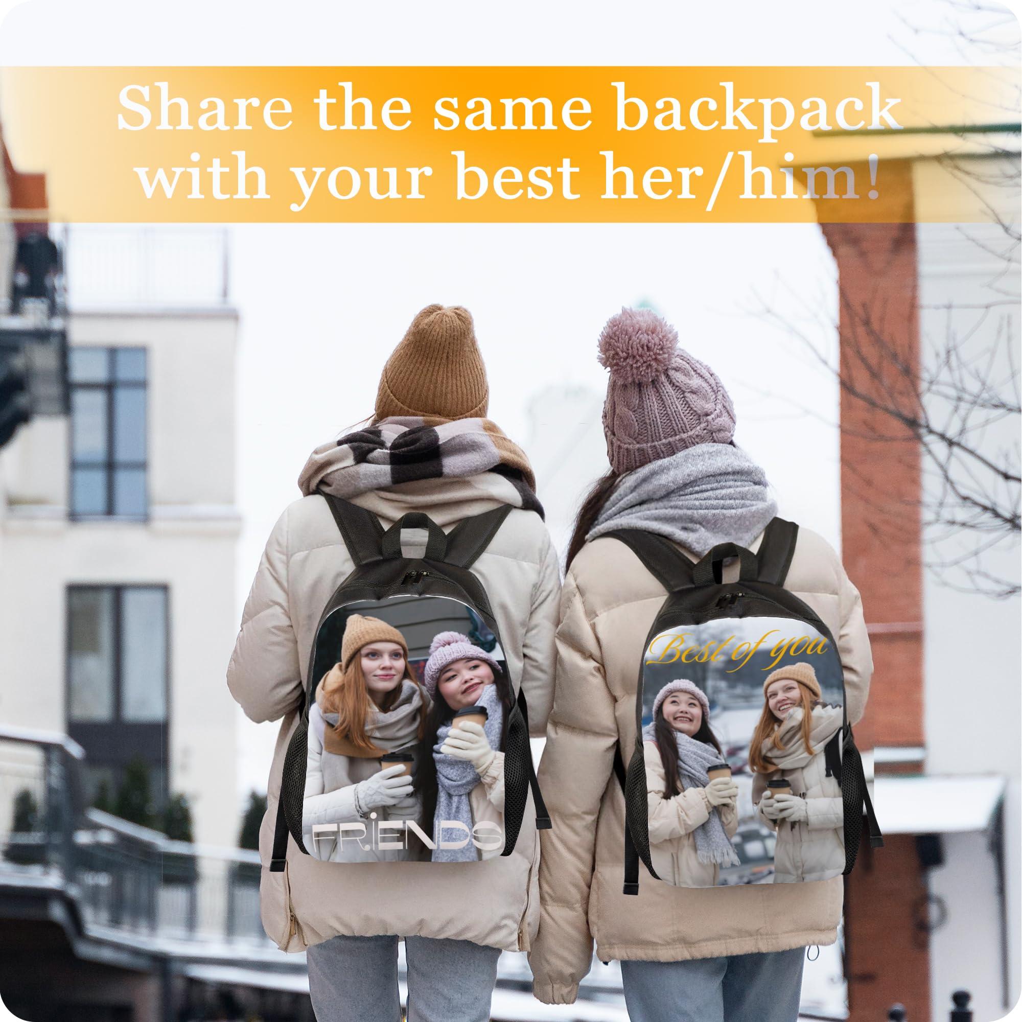 Boneker Boneker Custom Backpack Personalized Backpack with 1-9 Photo Customize Your Image Text Name Logo Waterproof Laptop Bag (1 Photo)