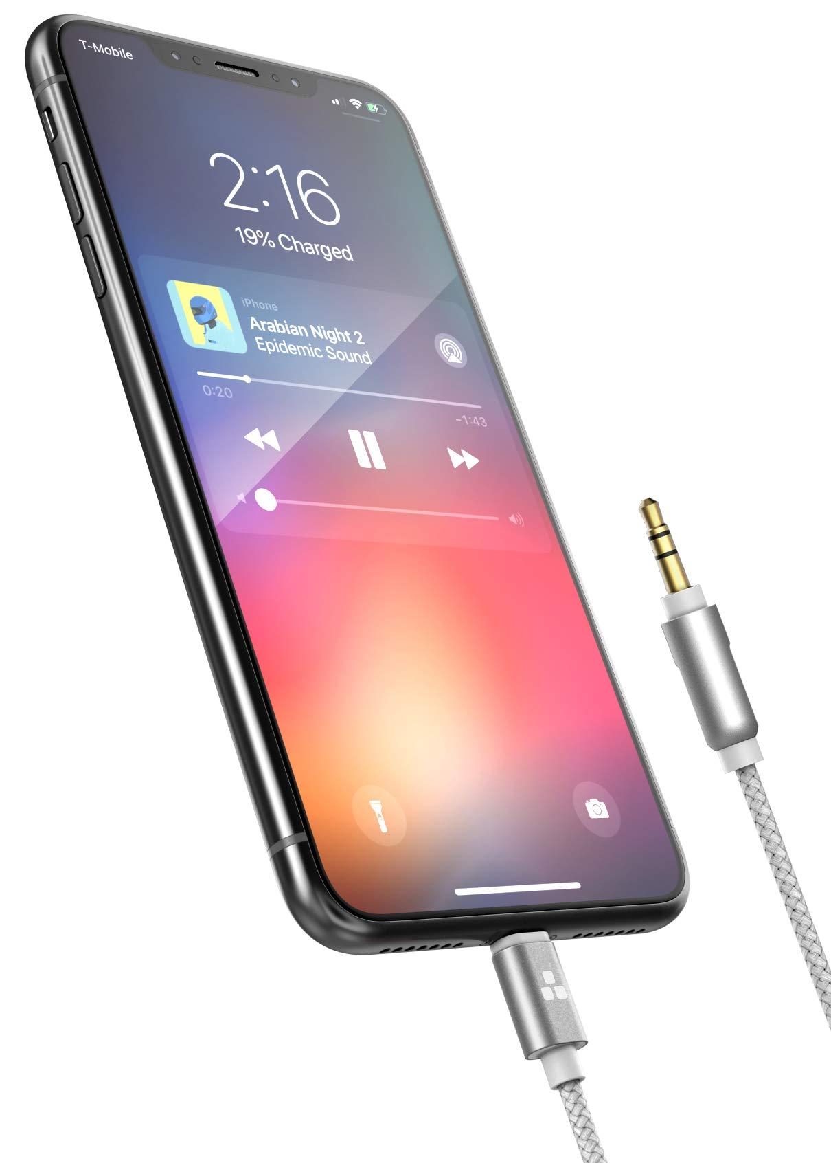 Thore (Apple MFI Certified) iPhone Aux Lightning Cord to Male 3.5mm Auxiliary Cable (iPhone Audio Link to Car Jack, Headphones & Speakers) (White)