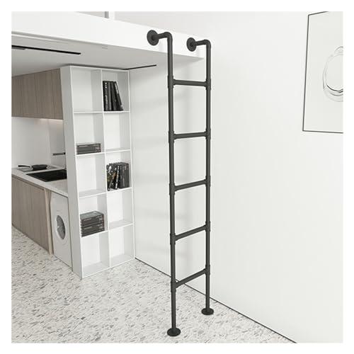 LSMKKA Rv Bunk Ladder 48 55 Inch 60 63 72 80 91" Basement Egress Ladder, Black Floor Standing Window Well Ladder 3 4 5 6 10 12 Step Ladders with Mount Discs, Adults Kids Safety Climb Stool (Color : Black,