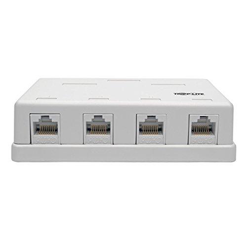 Tripp Lite Tripp Lite Pre-Configured 4-Port Cat6/Cat5/Cat5e Ethernet Unshielded Surface-Mount Box, 110 IDC Punchdown RJ45 White, 3-Year Warranty (N236-004-WH)