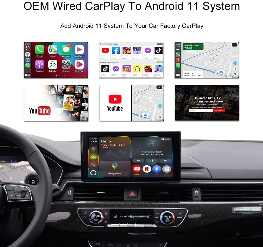 YIMONTH MMB CarPlay Ai Box Plus Multimedia Video Box for Cars with OEM Wried Carplay, Wireless Carplay&Android 11 System,YouTube Netflix Google Play Split Screen Mirror Link, Plug&Play
