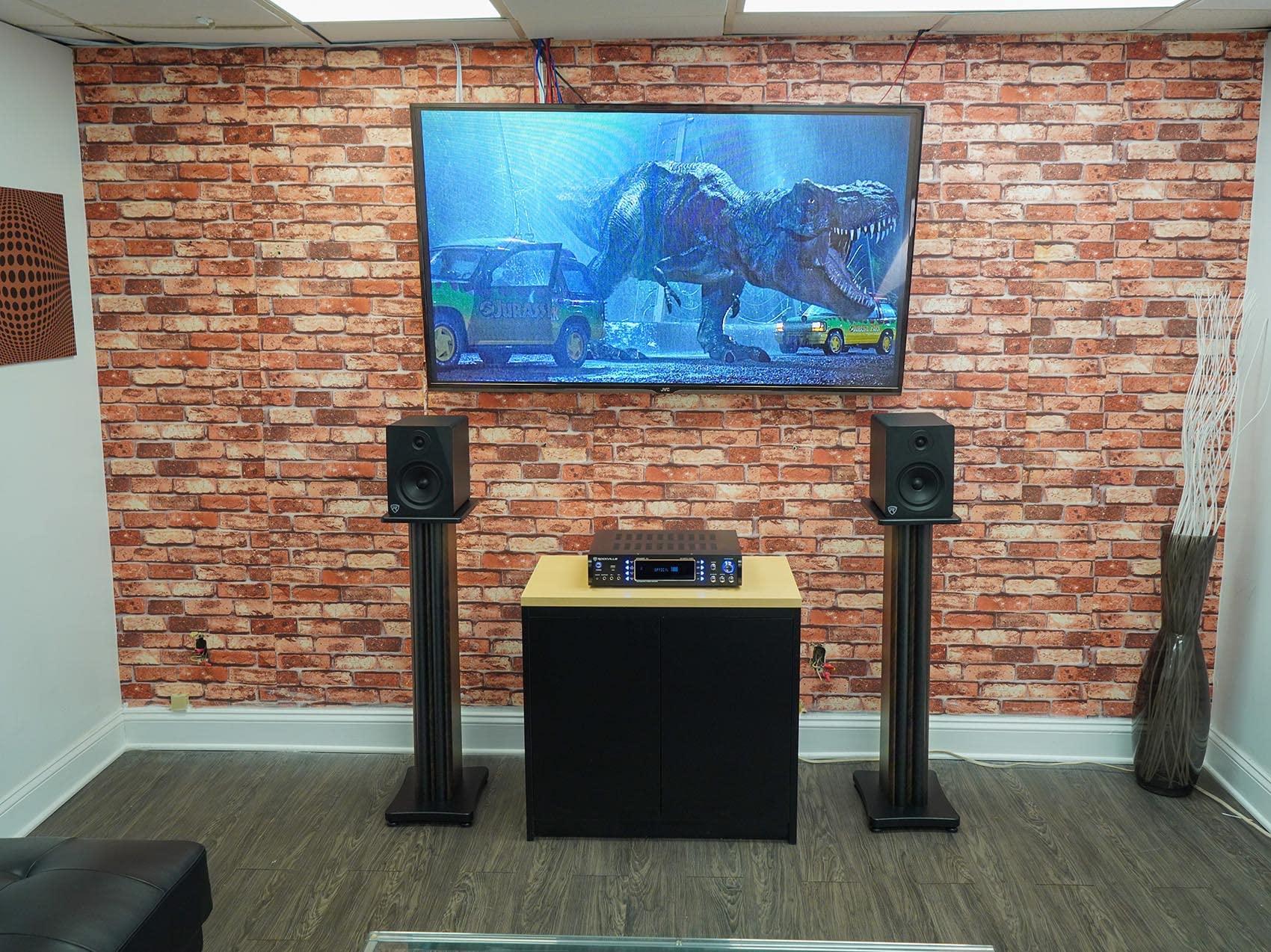 Rockville Rockville ELITE-5B 5.25" Bookshelf Speakers w/Bluetooth+36" Dark Wood Stands