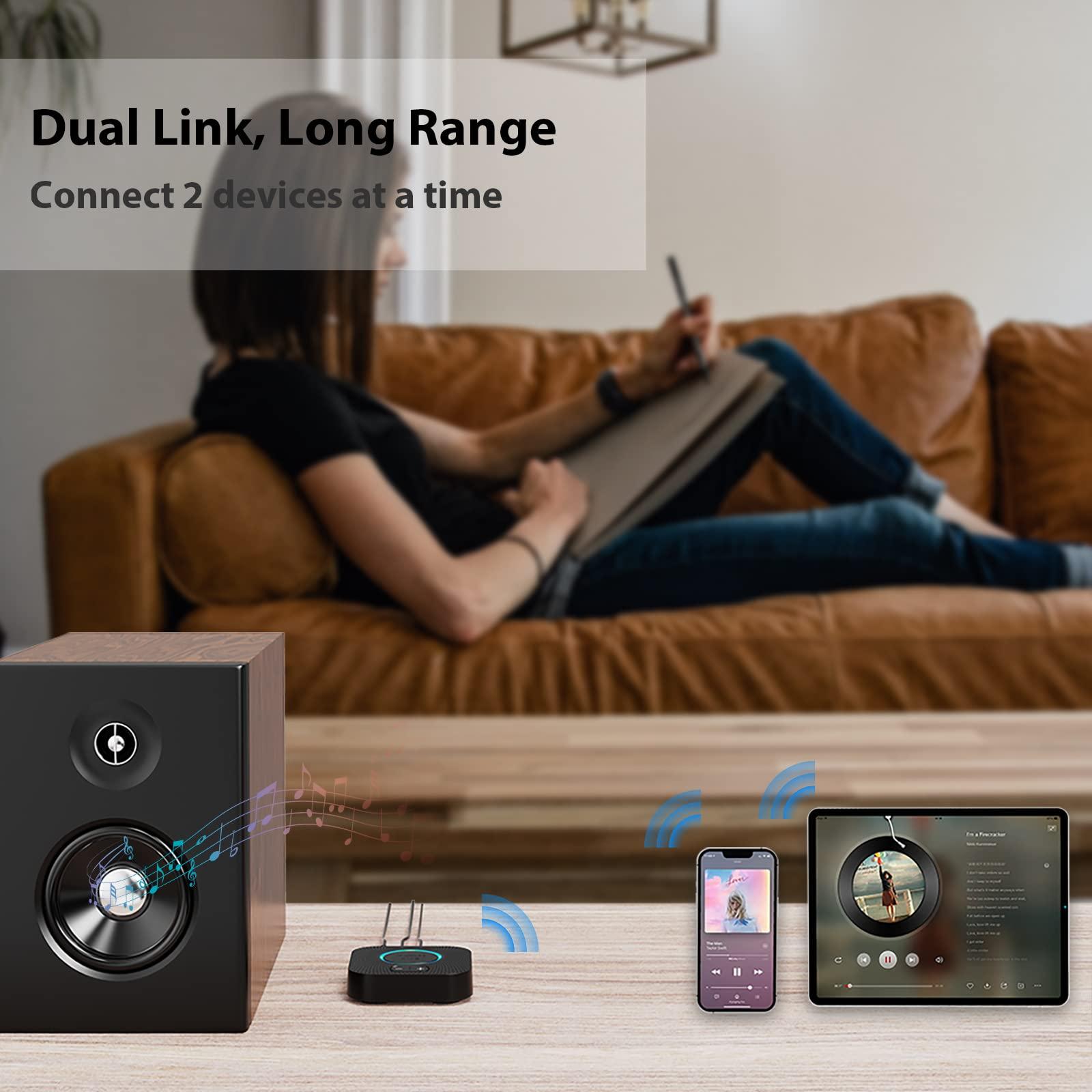 1Mii 1Mii B06S Bluetooth 5.2 Receiver, HiFi Wireless Audio Adapter for Home Stereo System w/aptX HD& Low Latency, Volume Control for Car Speaker, Amplifier, with 3.5 mm/RCA Outputs, Long Range