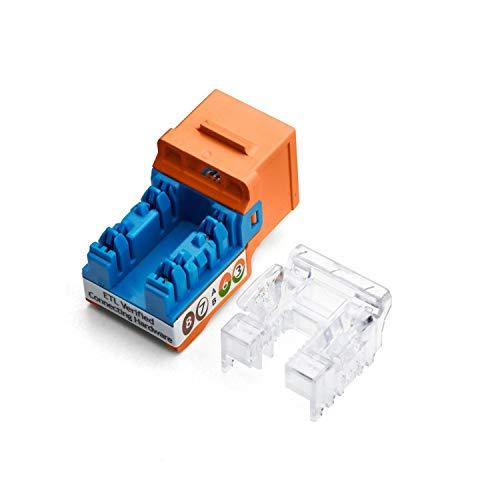 TRUE CABLE trueCABLE Cat6 Keystone Jack, Unshielded (UTP), 90 Degree Punch-Down, PoE++ (4PPoE) 100W, UL Listed, ETL Verified, ANSI/TIA Certified, Modular RJ45 Female, Orange, 12 Pack