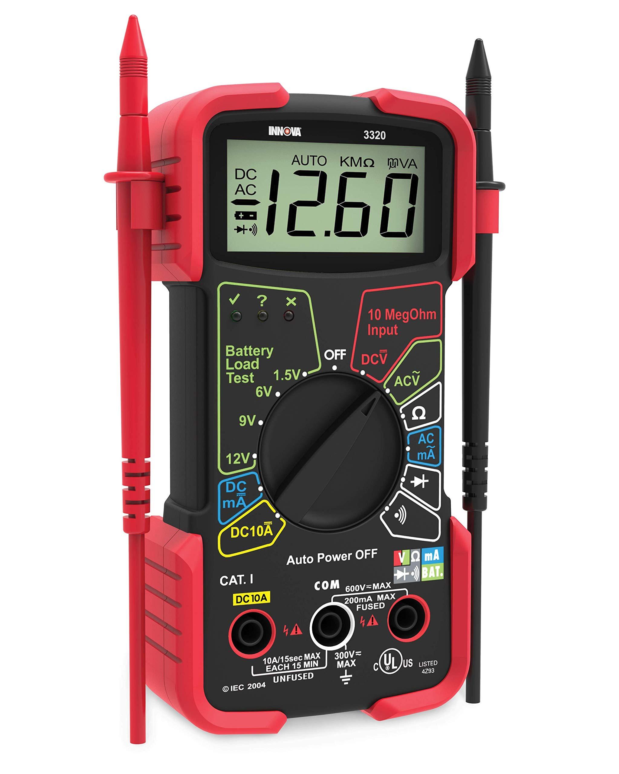 Innova INNOVA 3320 Auto-Ranging Digital Multimeter, Red & Black