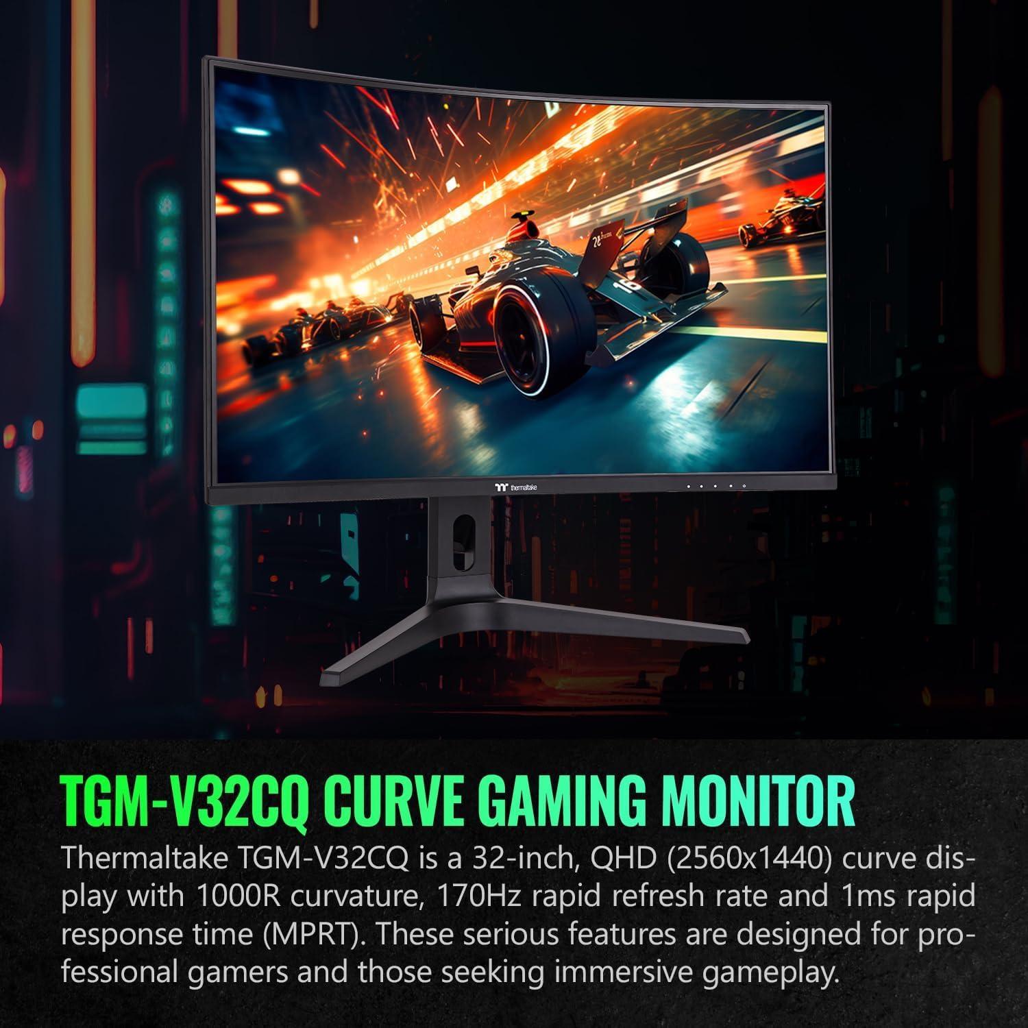Thermaltake Thermaltake Glacier 360 Gamimg Desktop (Ryzen 5 5600X, RTX 3060, 16GB 3600Mhz RGB DDR4) S3WT-B550-G36-LCS + TGM-V32CQ Gaming Monitor (32in CurveQHD 2K 1440P, 170 Hz Refresh Rate) GM-GCE-32CEQB-US