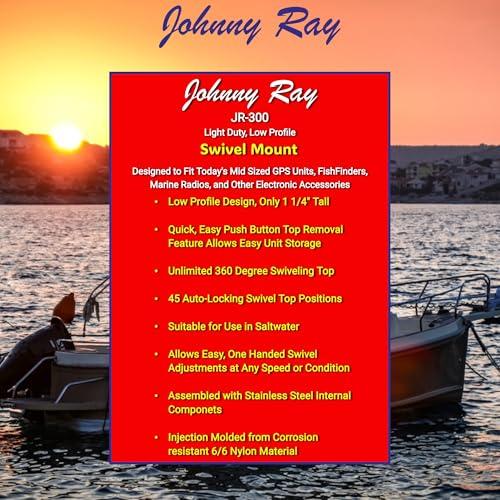 Johnny Ray Johnny Ray Fish Finder Mount, Portable Depth Finder Swivel Mount, Quick-Release Fishfinder Bracket, Marine Sonar and Electronics Mounting Equipment (JR-300)