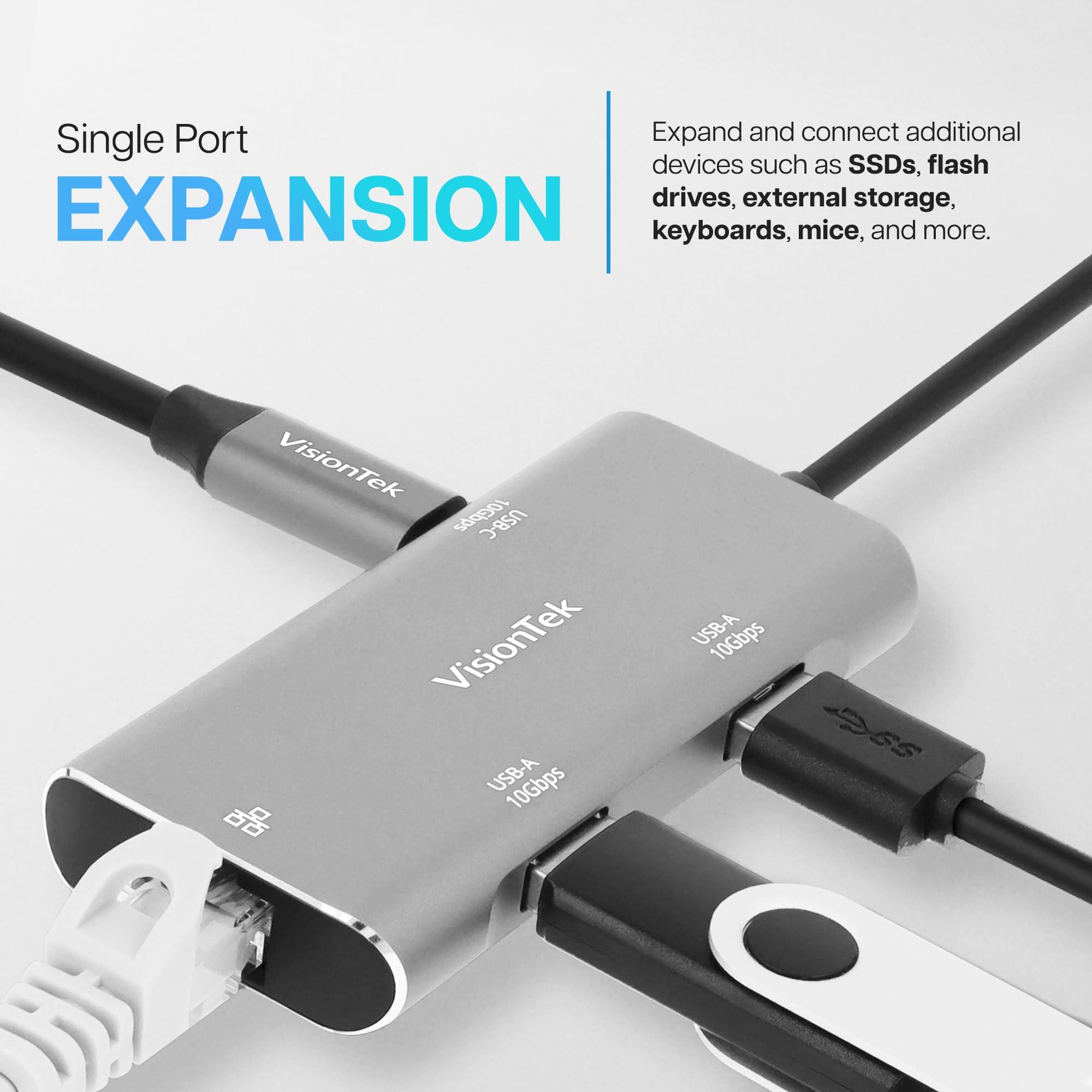 VisionTek VisionTek USB-C Hub with Ethernet, 2X USB-A, 1x USB-C for MacBook, Windows, Chromebook - Portable Bus Powered Adapter