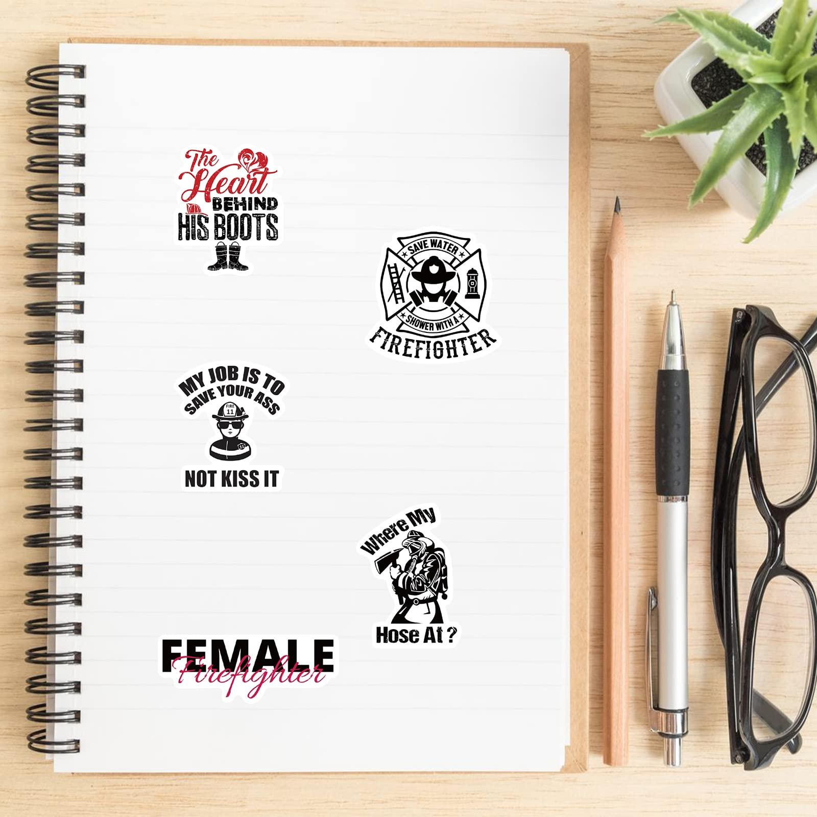 Jiiajnn 50 PCS Firefighter Stickers, Thin Red Line Stickers,Fire Department, Fire Truck, Fire Rescue Stickers for Laptop,Water Bottles,Helmet,Skateboard - Best Gifts for Firefighter,Adults,Kids,Teens