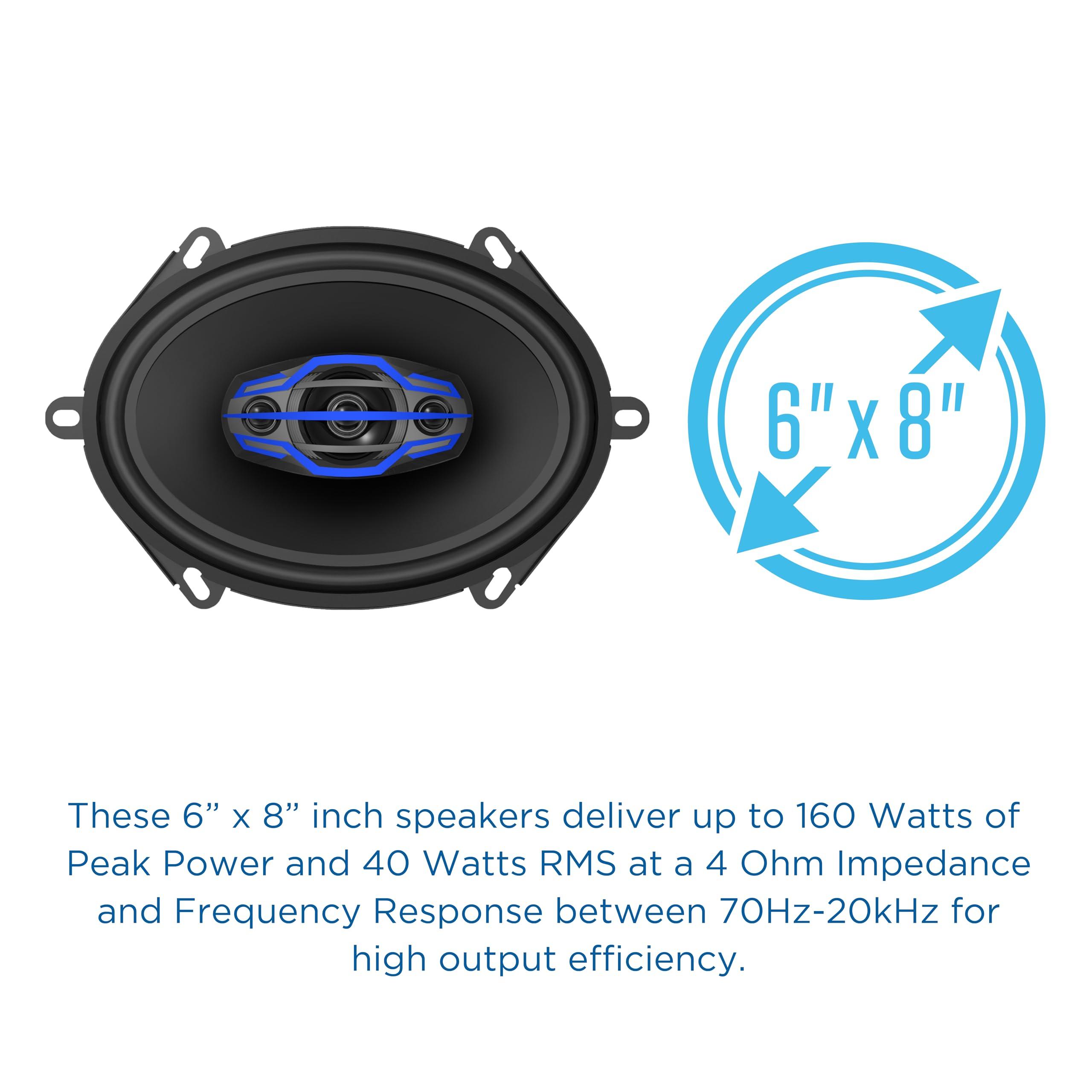 Jensen Jensen JS6804 4-Way 5x7 / 6x8 inch 4-Way Car Audio Speakers Pair with 320 Watts Peak Power | 35mm Mylar Balanced Dome Midrange | Two 15mm Piezo Tweeters | Fits Many Ford Vehicles