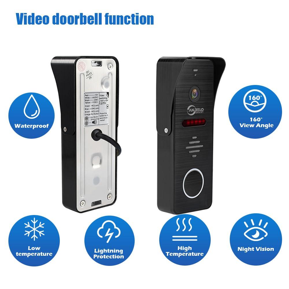 ANJIELO SMART Wireless Video Door Phone Intercom System 1080P Tuya WiFi 10 Inch Touch Monitor (Wired) Smart Home Doorbell Camera Unlock Record Motion for Home Apartment,32G