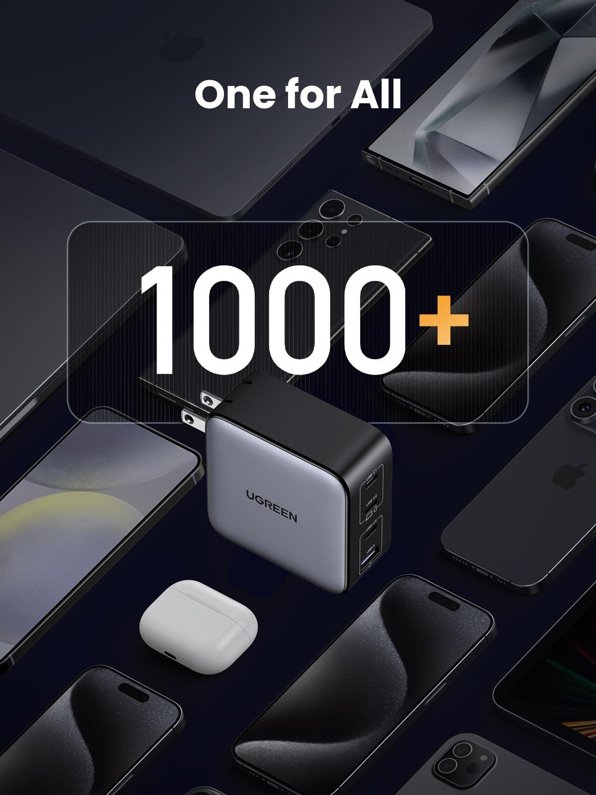 UGREEN UGREEN 100W USB C Charger, Nexode 4-Port GaN Foldable Compact Fast Laptop Charger Power Adapter for MacBook Pro/Air, iPad Pro, iPhone 16 Pro, Galaxy S25/S24, Steam Deck, Google Pixelbook, and More