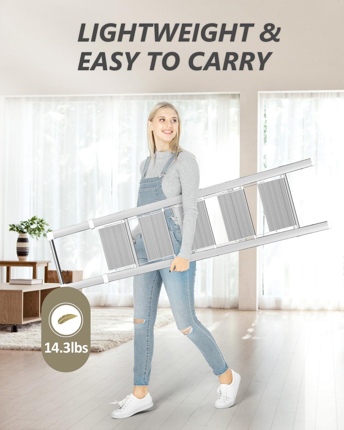 Soladder SOLADDER 5 Step Ladder, Folding Step Stool, White Foldable Ladder for 10 Foot High Ceiling with Anti-Slip Wide Sturdy Pedal and Handgrip, Multi-Use for Home (300 lbs Capacity)