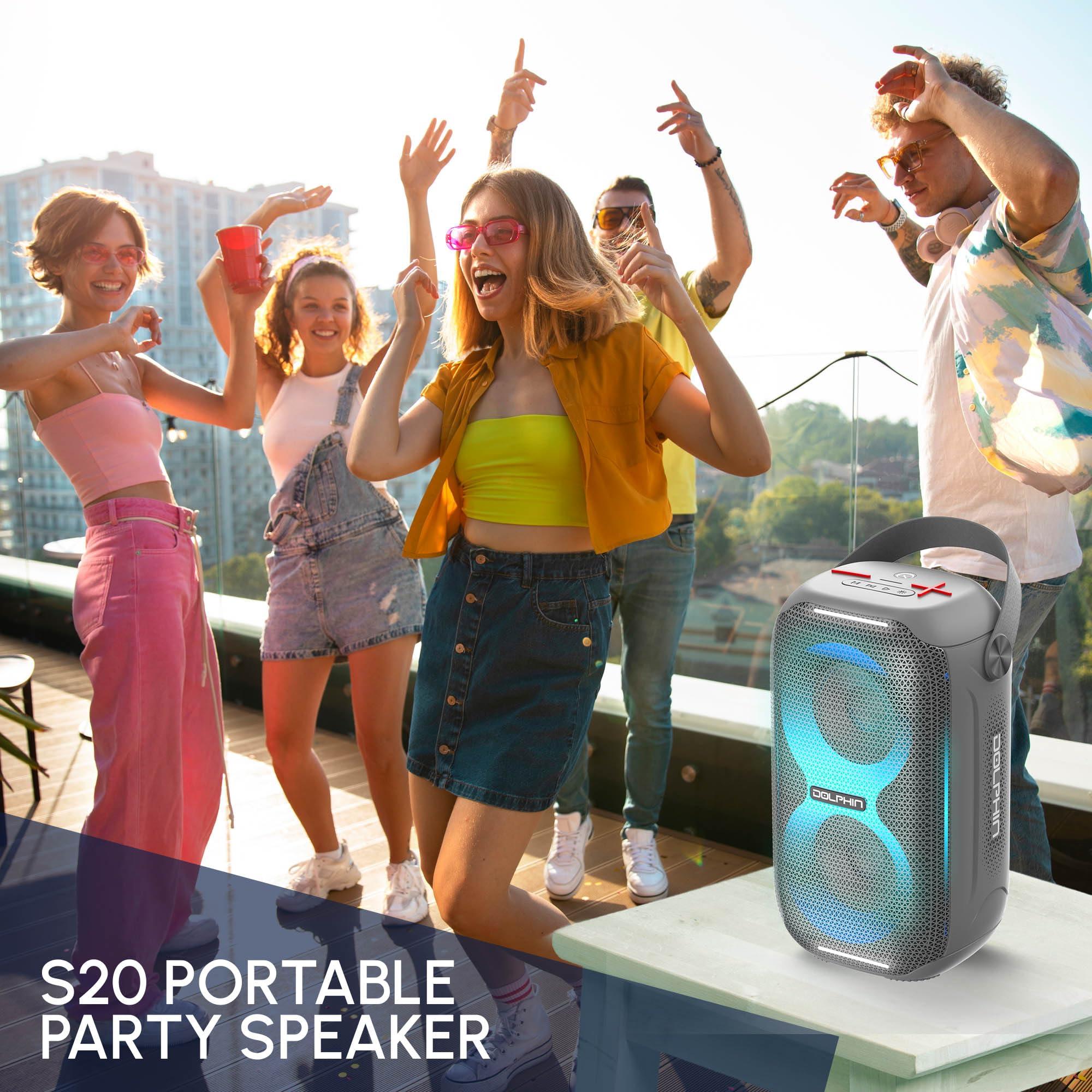 Dolphin Dolphin Portable Bluetooth Speaker - Loud & Compact Size, IPX5 Waterproof, Long-Lasting Battery - Ideal for Beach, Pool, Shower, Gym, Camping, Outdoors (Gray)