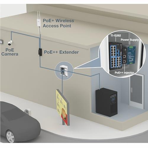 TRENDnet TRENDnet 26-Port Hardened Industrial Gigabit DIN-Rail Switch, TI-G262, 24 x Gigabit Ports, 2 x Gigabit SFP Ports, 52Gbps Switching Capacity, Lifetime Protection, Black