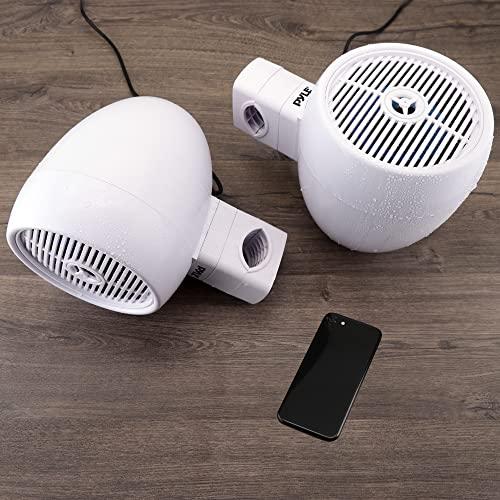 Pyle PyleUsa 8 Waterproof Off-Road Speakers - 300W 2-Way Marine Wakeboard Tower Sound System w/LED Light, Full Range Outdoor Stereo Speaker for Car, ATV, UTV, Jeep, Boat, Includes Brackets (White)