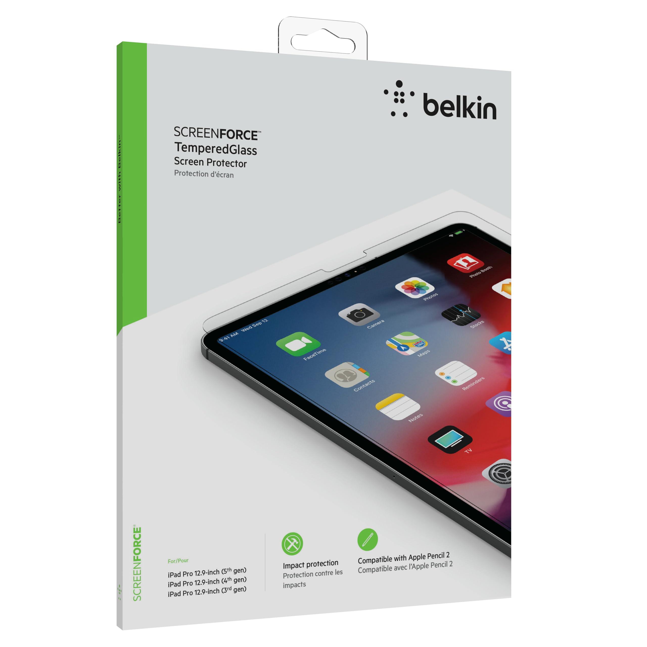 Belkin Belkin ScreenForce TemperedGlass Screen Protector for iPad Pro 12.9" (2018 Model) - Scratch-Resistant Impact Protection w/Included Easy Align Tray for Bubble-Free Application