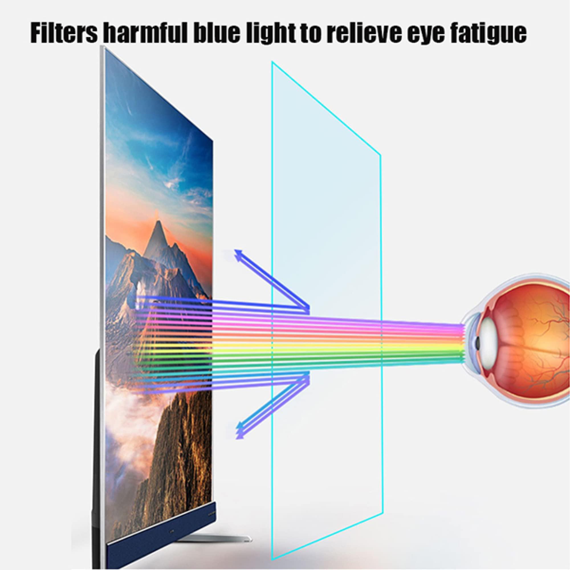 MJYT 32-75 Inch TV Screen Protector Anti Blue Light Anti Glare Screen Filter Relieve Eye Fatigue Ultra-Clear Eye Protection Film for LCD, LED, OLED & QLED 4K HDTV/A / 49 Inches 1075x604 mm