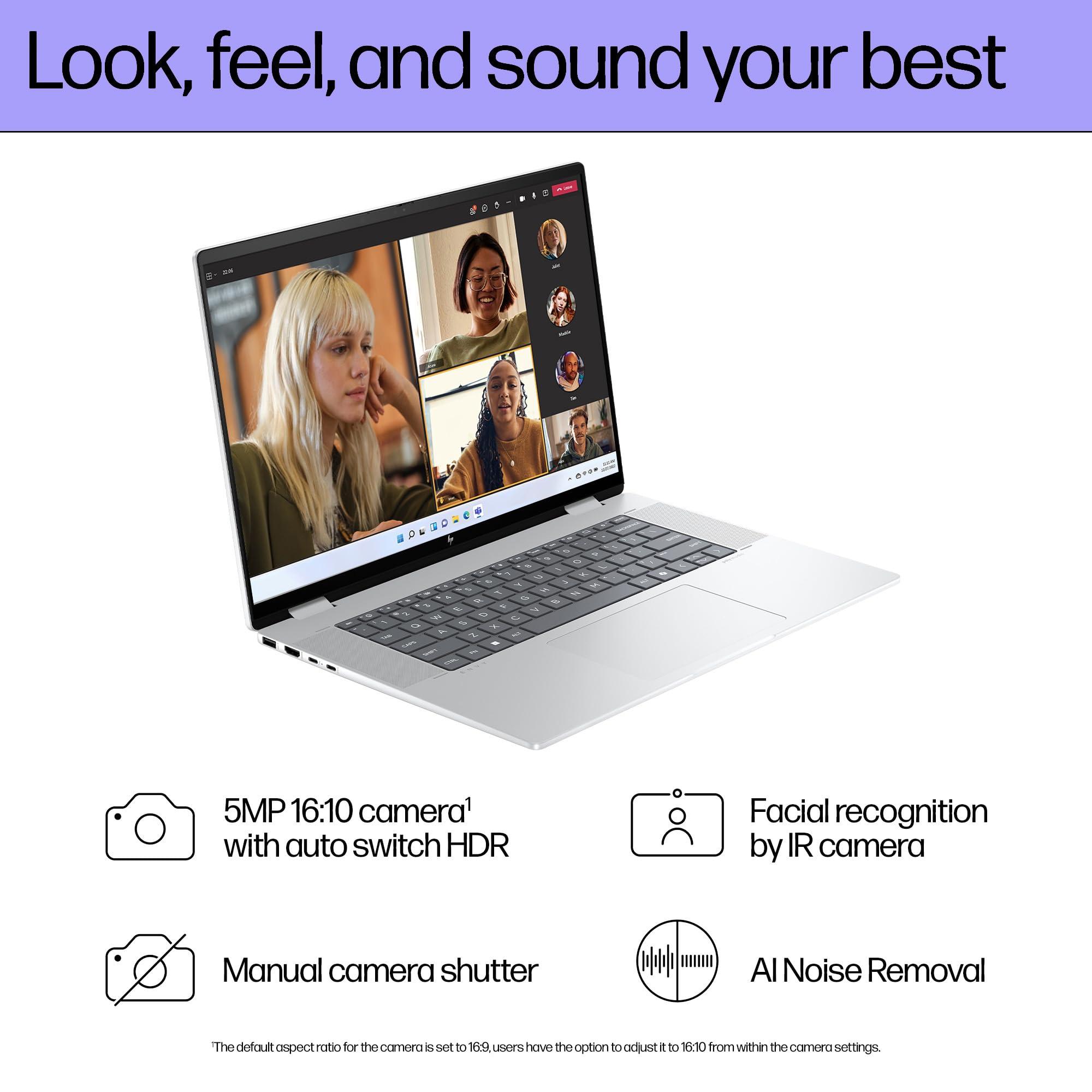 HP HP Envy x360 2-in-1 AI PC Laptop for Creator, Photographer, Designer (16" FHD+ Touchscreen, Intel 12-Core Ultra 5 125U, 16GB RAM, 512GB SSD, IST Stylus), Backlit, Wi-Fi 6E, Win 11 Pro w/AI Copilot
