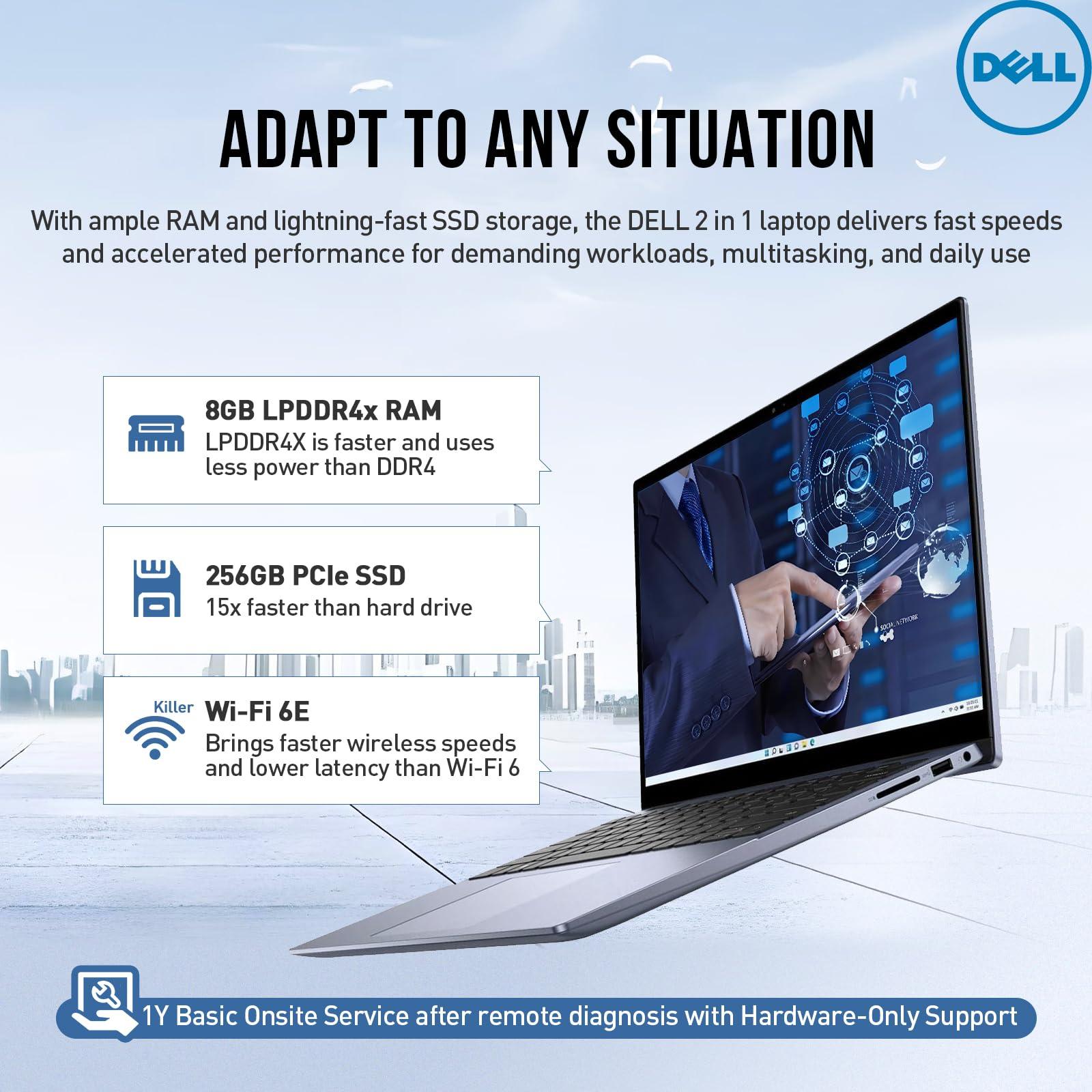 Dell Dell Inspiron 14 2 in 1 Touchscreen Laptop, 14" FHD+ Touch Screen Convertible, AMD Ryzen 5, 8GB RAM 256GB SSD, Windows 11 Pro Lifetime Office, Backlit Keyboard,Fingerprint Reader, HDMI