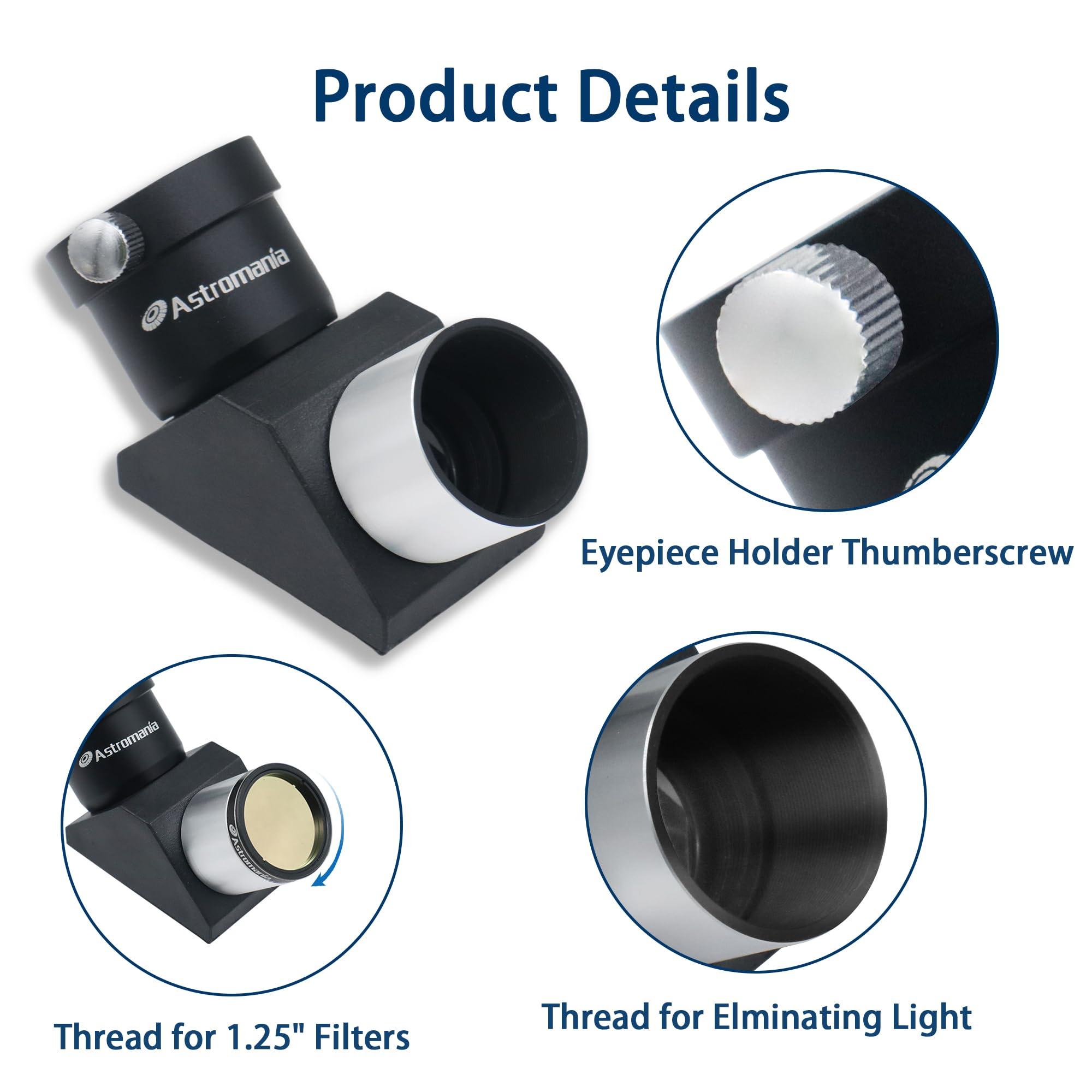 Astromania Astromania 1.25" 25mm Plossl Telescope Eyepiece - Bundle with - 1.25" 90-Degree Erecting Prism