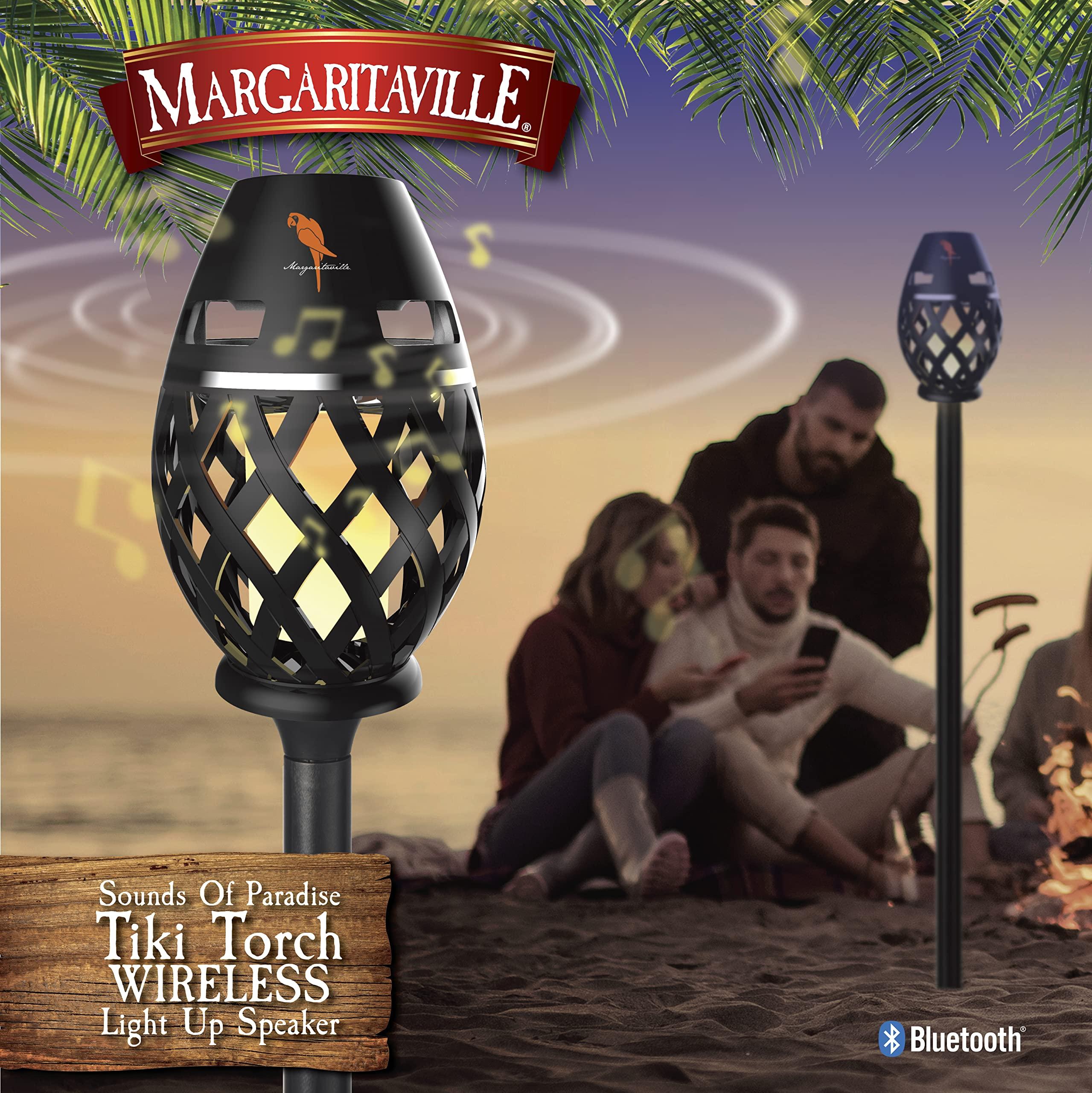 Sakar Margaritaville Tiki Torch - Waterproof Bluetooth Speaker, Portable Party Speaker with Flickering LED Lights, Perfect for Travel, Parties, Yards, and Pools