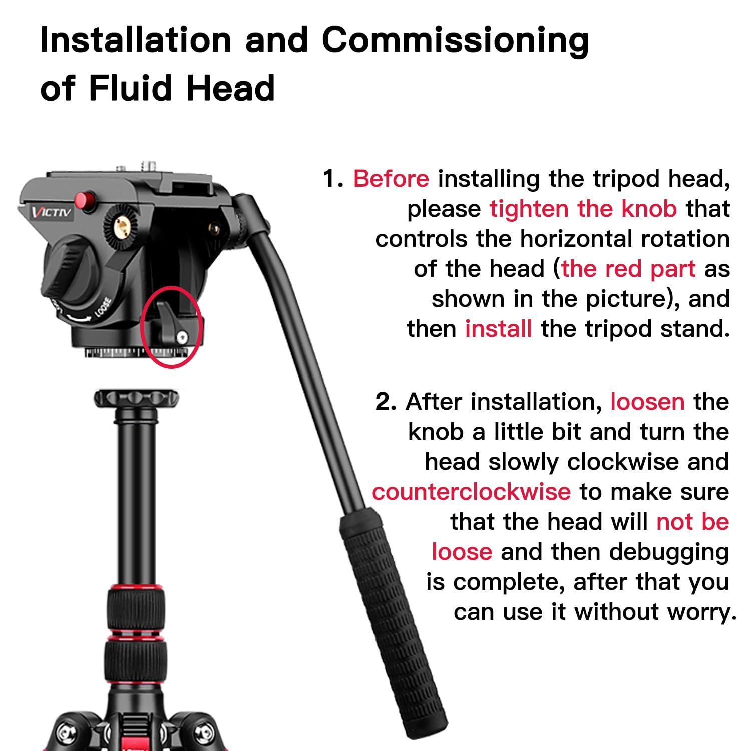 Victiv Tripod Camera Tripod, 72" Video Tripod with Fluid Head, Aluminum Heavy Duty Tripod with Carry Bag, Professional Camera Tripods & Monopods, Compatible with Video Camera, DSLR, Camcorder