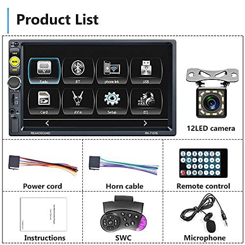 AMprime Double Din Car Stereo with Apple Carplay&Android Auto,7 Inch 1080P Touchscreen Car Radio Multimedia Player with FM Radio Bluetooth Mirror Link SWC USB/SD/AUX-in Port+12LED Backup Camera&Remote Control