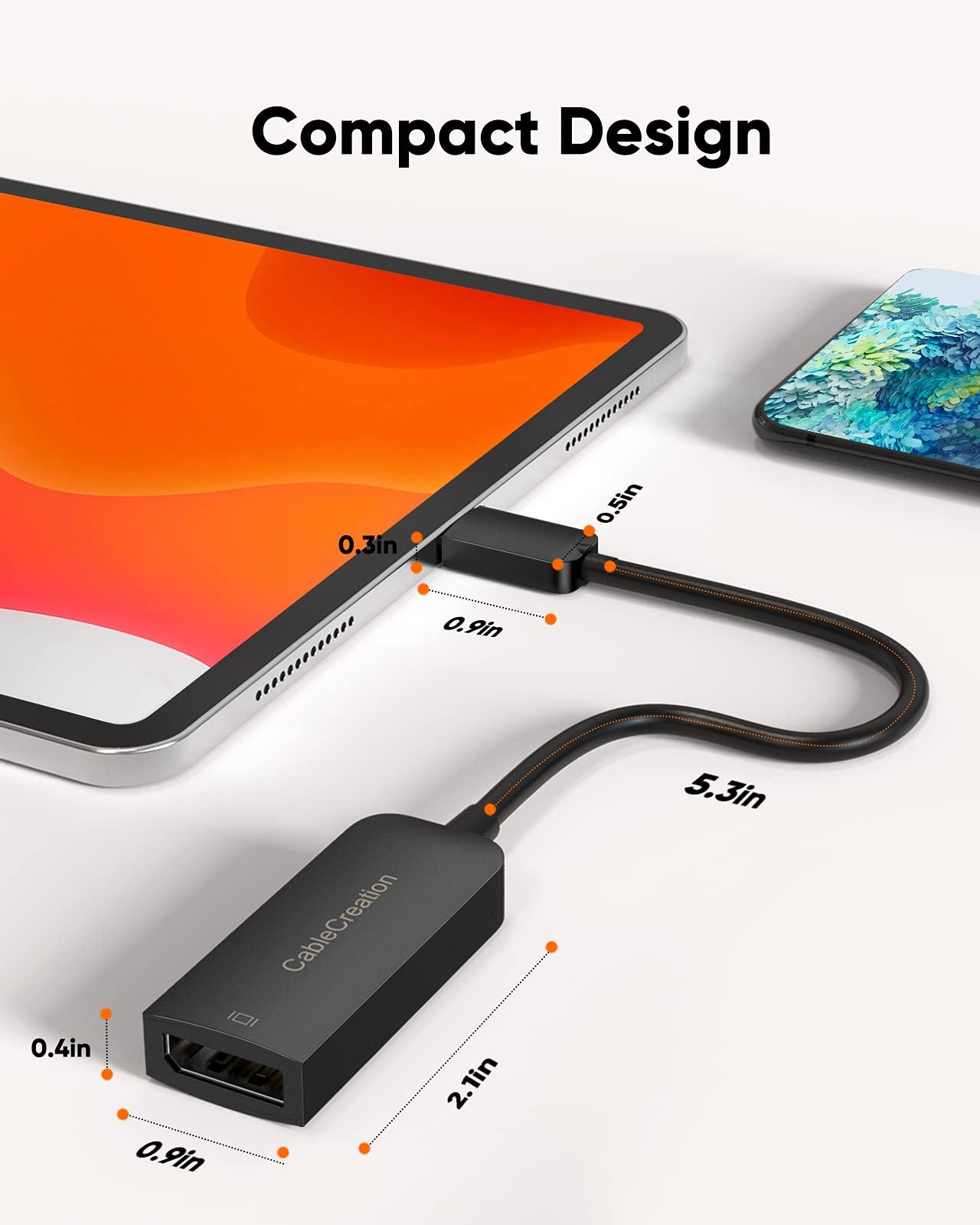 CableCreation CableCreation 8K USB C to DisplayPort Adapter, 40G Type C to Display Port,USB-C to DP 1.4 [8K@60Hz, 4K@144Hz] HDR, Thunderbolt 4/3 Compatible with Valve Index, MacBook, iPhone 15, XPS, Oculus Rift S