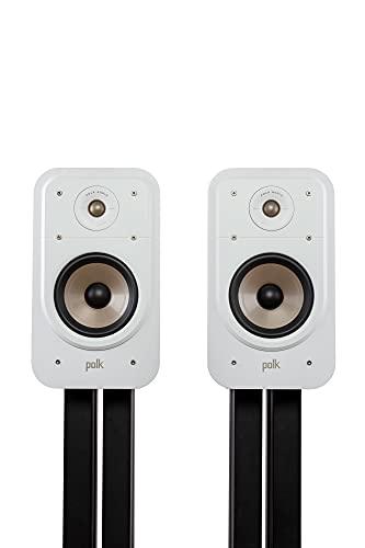 Polk Audio Polk Signature Elite ES20 Bookshelf Speaker - Hi-Res Audio Certified, Dolby Atmos & DTS:X Compatible, 1\" Tweeter & 6.5\" Woofer, Power Port Technology for Effortless Bass (Pair, Elegant White-Washed)