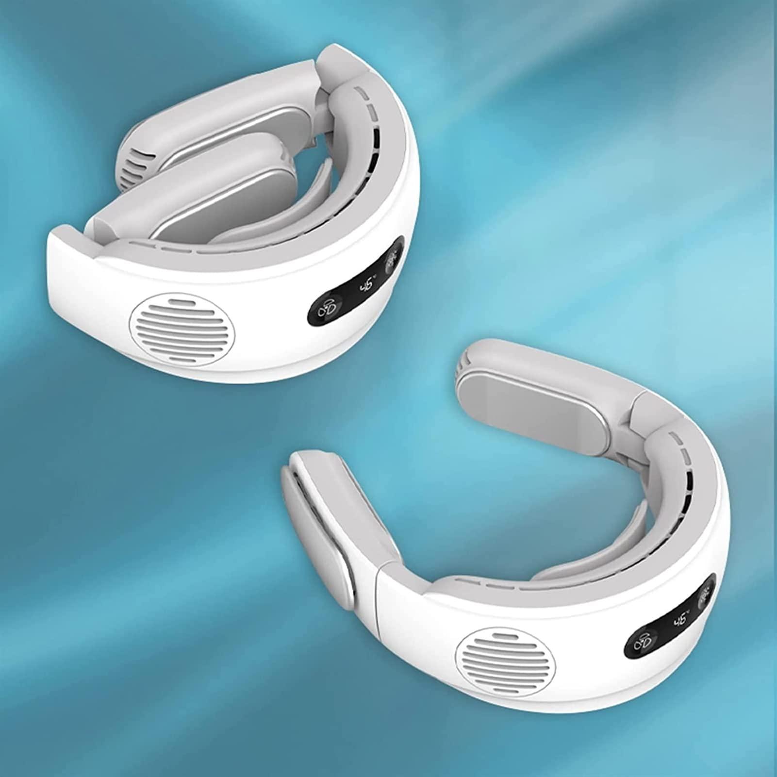 HFRUUWSEHJJKK Rechargeable Personal Fan for Neck, USB Wearable Fan for Outdoor, Home, Office, with Neck Brace and 2 Cooling Plate,White (White)