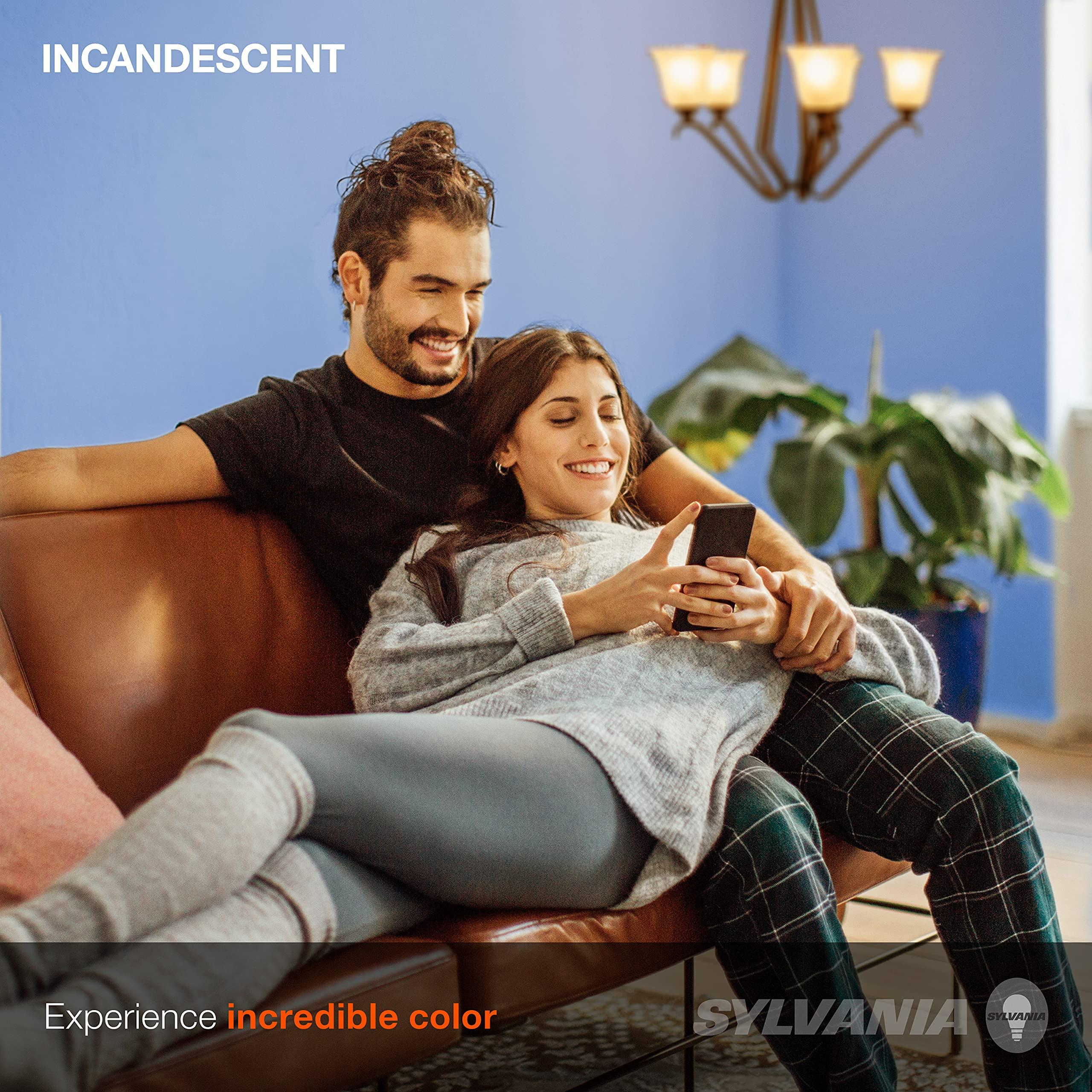 LEDVANCE SYLVANIA Double Life Incandescent Light Bulb, B10, 25W, 150 Lumens, 2850K, Candelabra Base, Clear, Soft White - 4 Pack (13306)