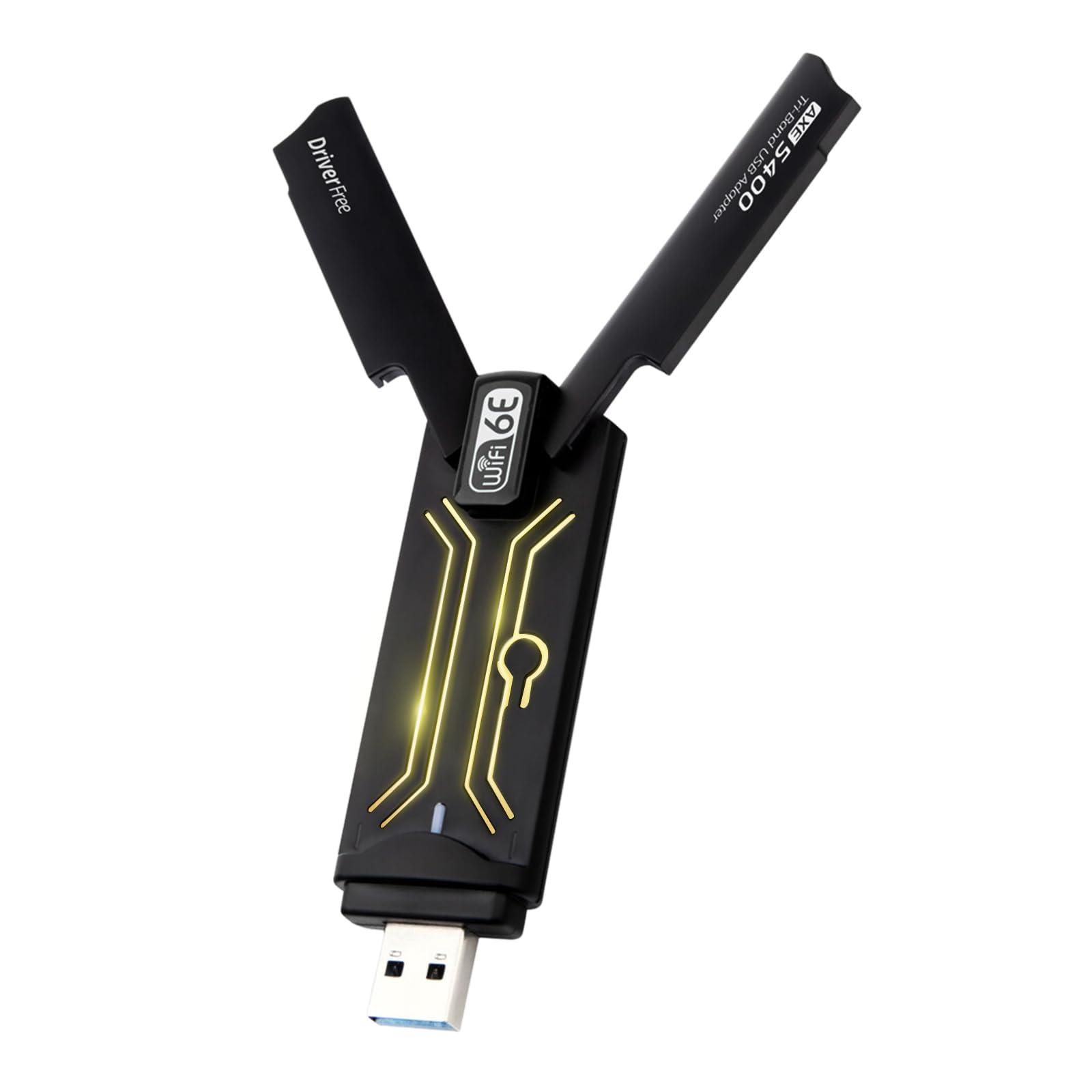 TODAAIR USB WiFi 6E AdapterAX5400Mbps Tri Band 2.4GHz/ 5GHz/6GHz Wireless Network Adapter for PCUSB 3.0Supports Windows 10/11, Black, WD-AXE5400F