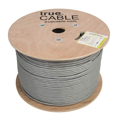 TRUE CABLE trueCABLE Cat6A Riser (CMR), 1000ft, Gray, 23AWG 4 Pair Solid Bare Copper, 750MHz, PoE++ (4PPoE), ETL Listed, Unshielded Twisted Pair (UTP), Bulk Ethernet Cable